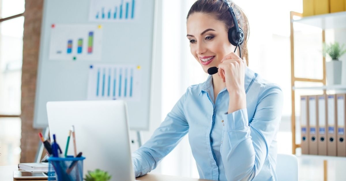 inbound call center lady on headset