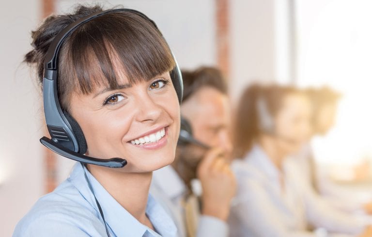 female call center operator