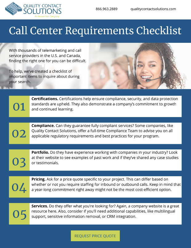 Call Center Requirements Checklist